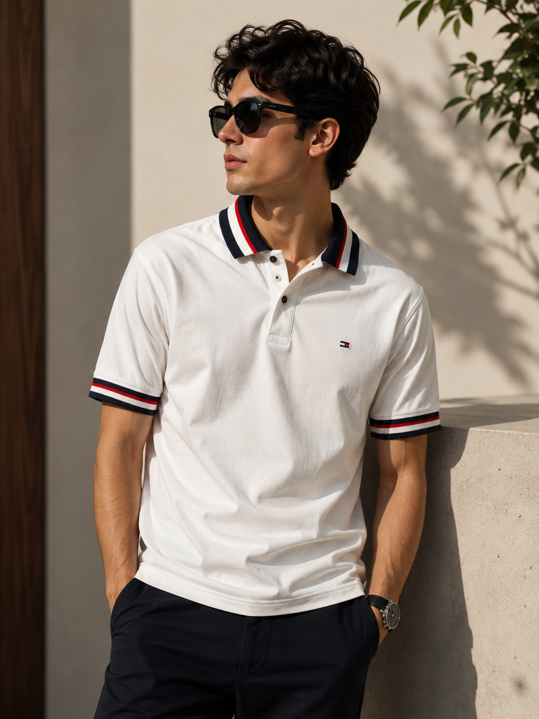 RǏWYÑ Classic Stripe Polo Brown