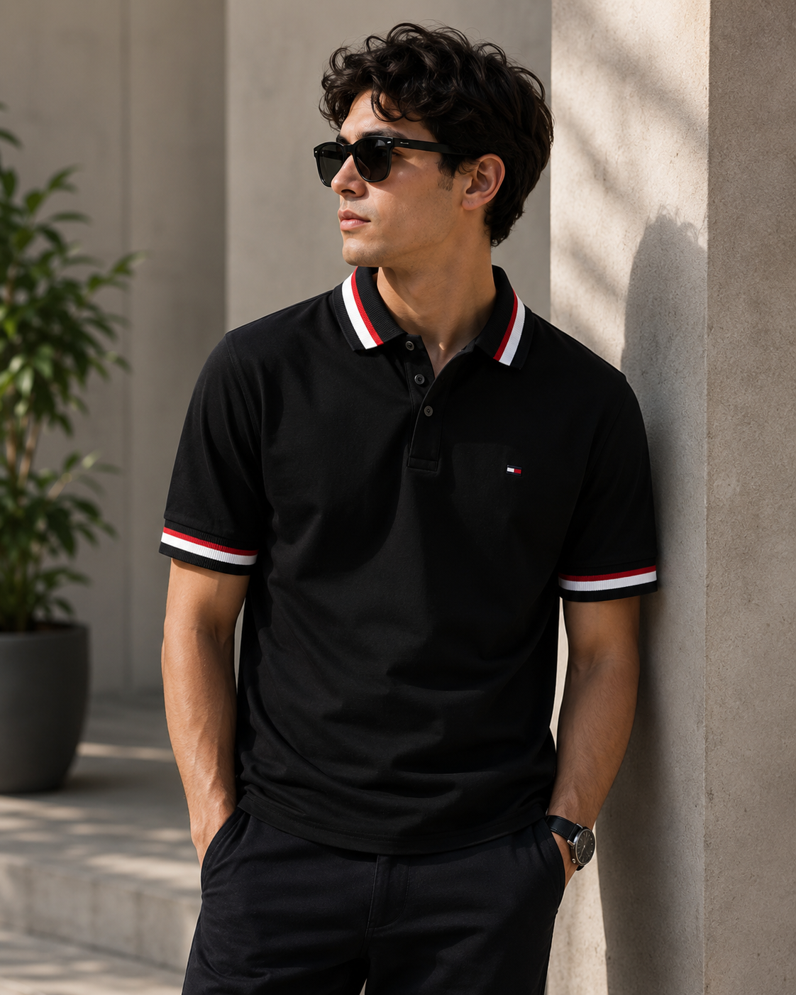 RǏWYÑ Classic Stripe Polo Green