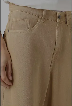 RÎWYÑ khaki wide-leg pants back detail
