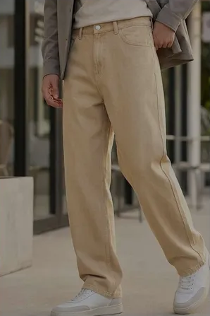 RÎWYÑ khaki wide-leg pants front