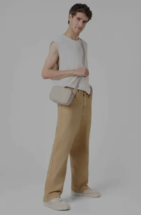 RÎWYÑ khaki wide-leg pants front pocket detail