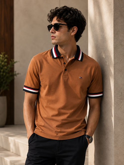 RǏWYÑ Classic Stripe Polo Red