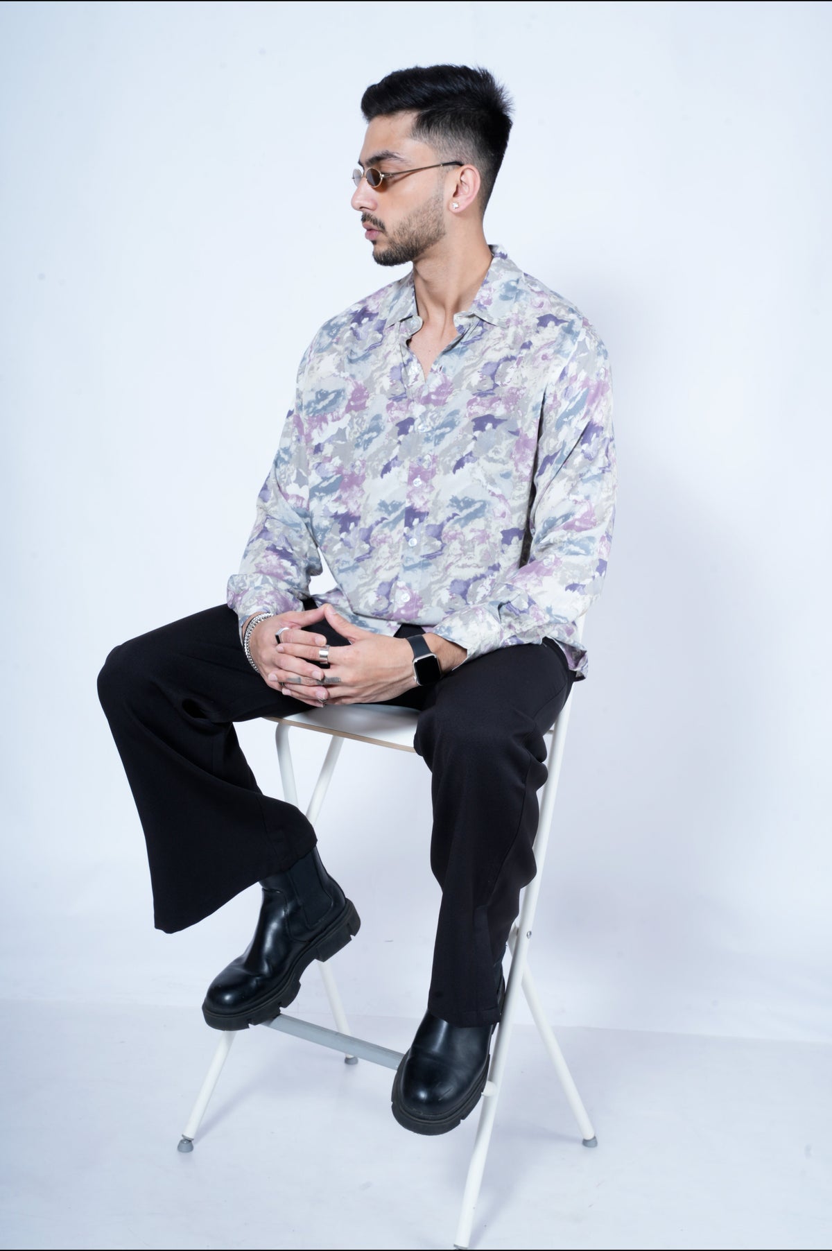 RIWYN Blended Bloom Print Full-Sleeves Shirt