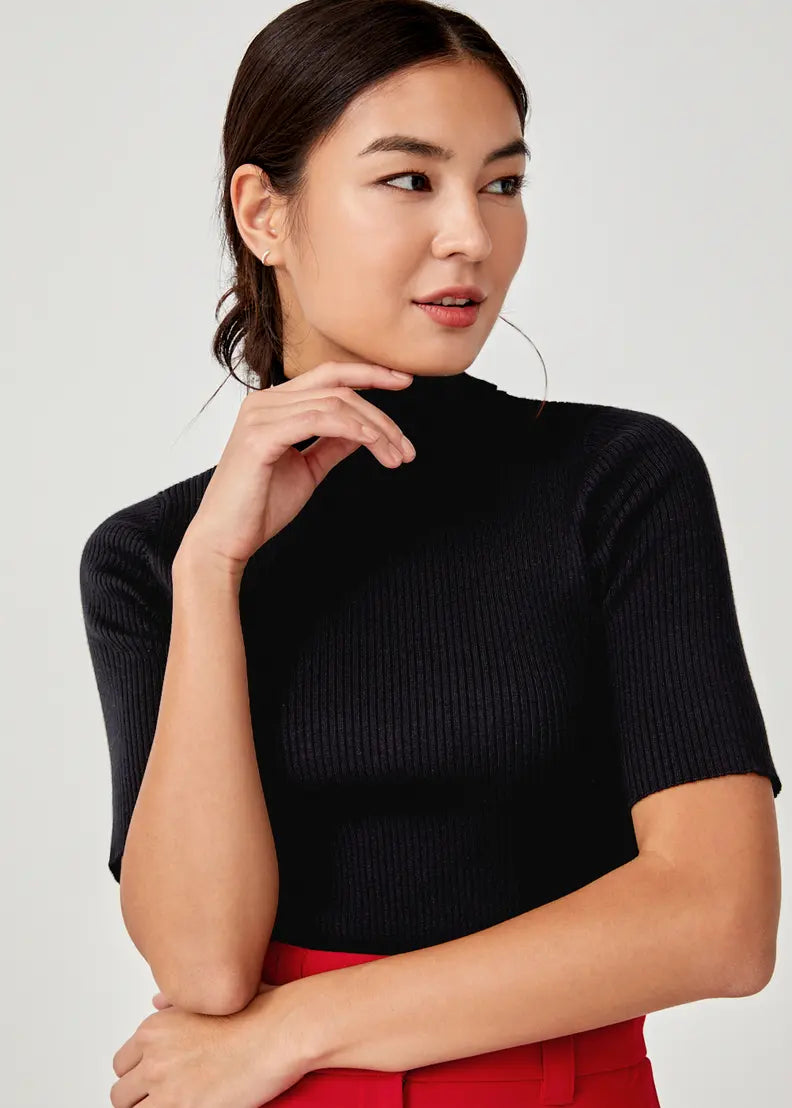 RǏWYÑ | City Girl Mock Neck Half Sleeves Top