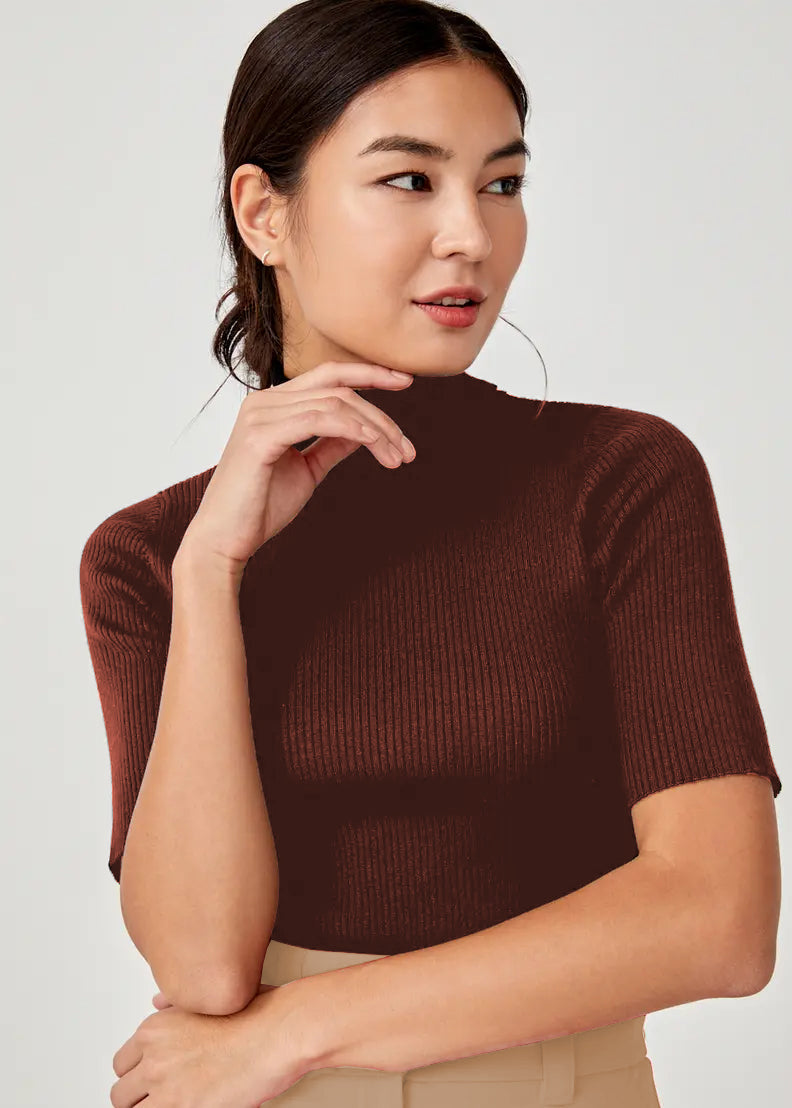 RǏWYÑ | City Girl Mock Neck Half Sleeves Top