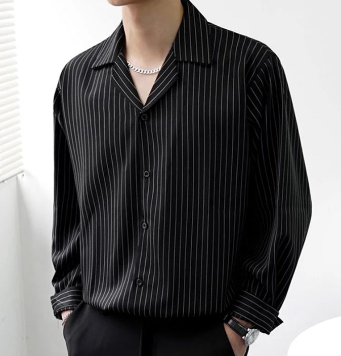 RIWYN The Stripe Full-Sleeves Korean Shirt