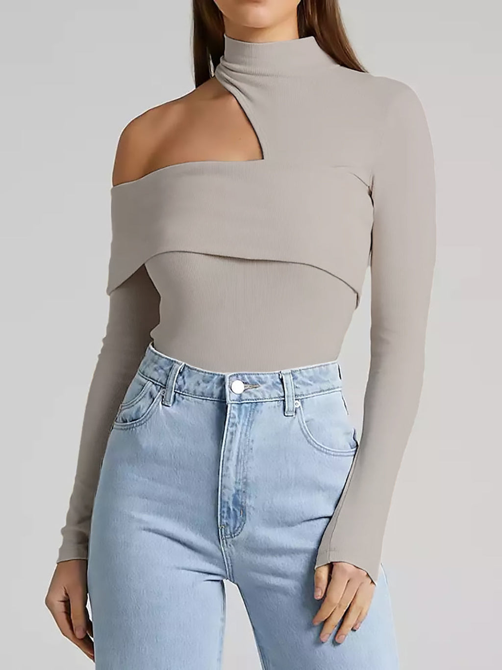 RǏWYÑ | Wrapped Shoulder High Neck Rib Top
