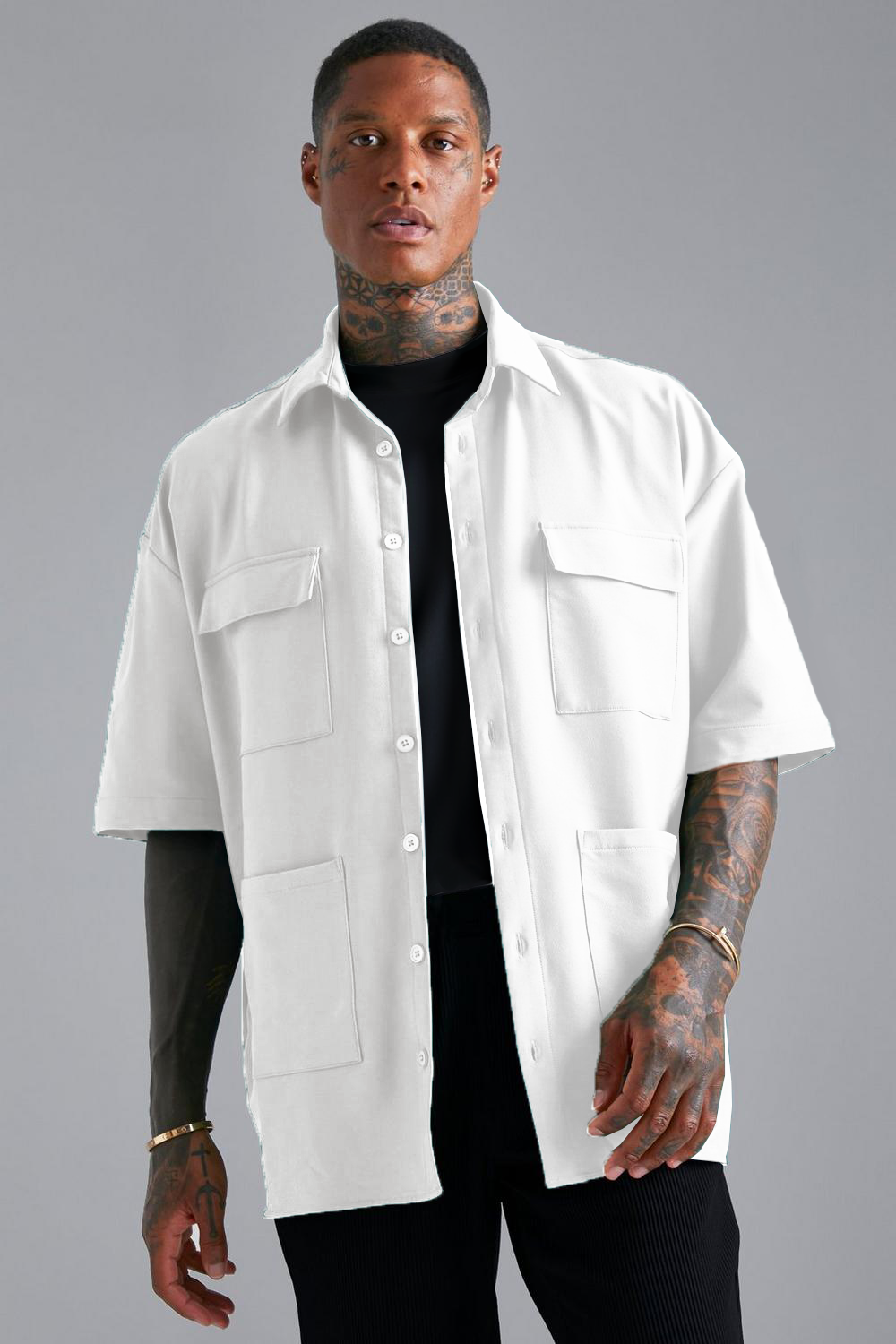 RIWYN Cargo Oversized Pocket shacket Shirt